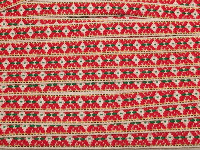 Hovedbilde Ullbånd rød/crem 10 mm