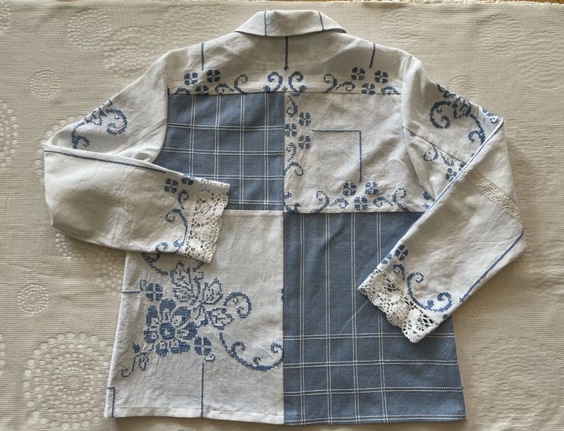 X SOLGT Skjortejakke Blå og hvit